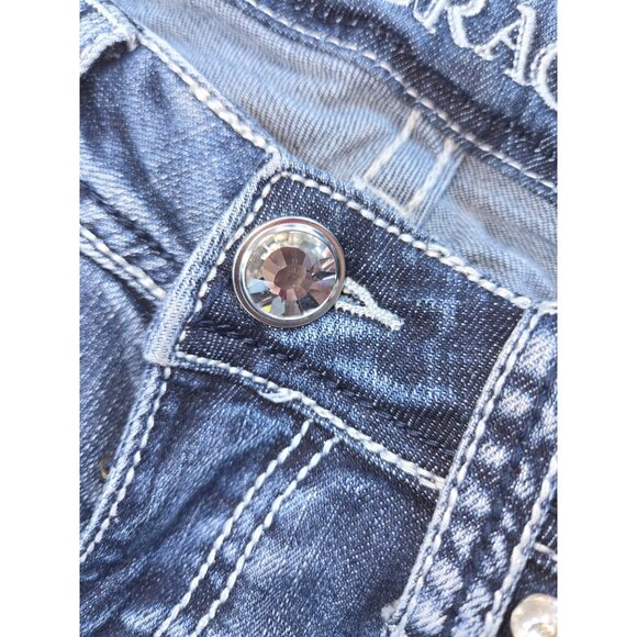 Grace In LA Womens Western Skinny Jeans 27 -30x31 Embellished Cross Back Pocket - Picture 11 of 13